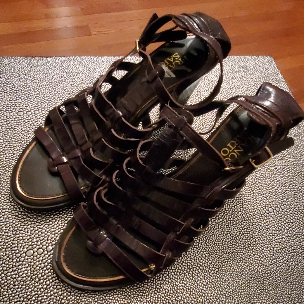 Franco Santo 7.5 Brown Leather Heeled Sandals